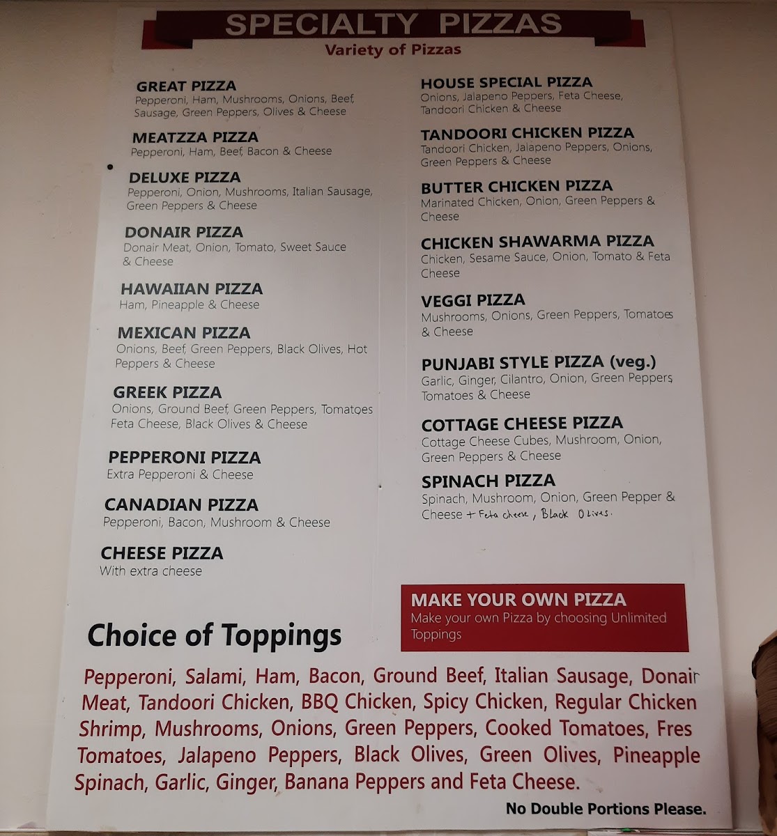 Menu Great Canadian Pizza & Donair-4