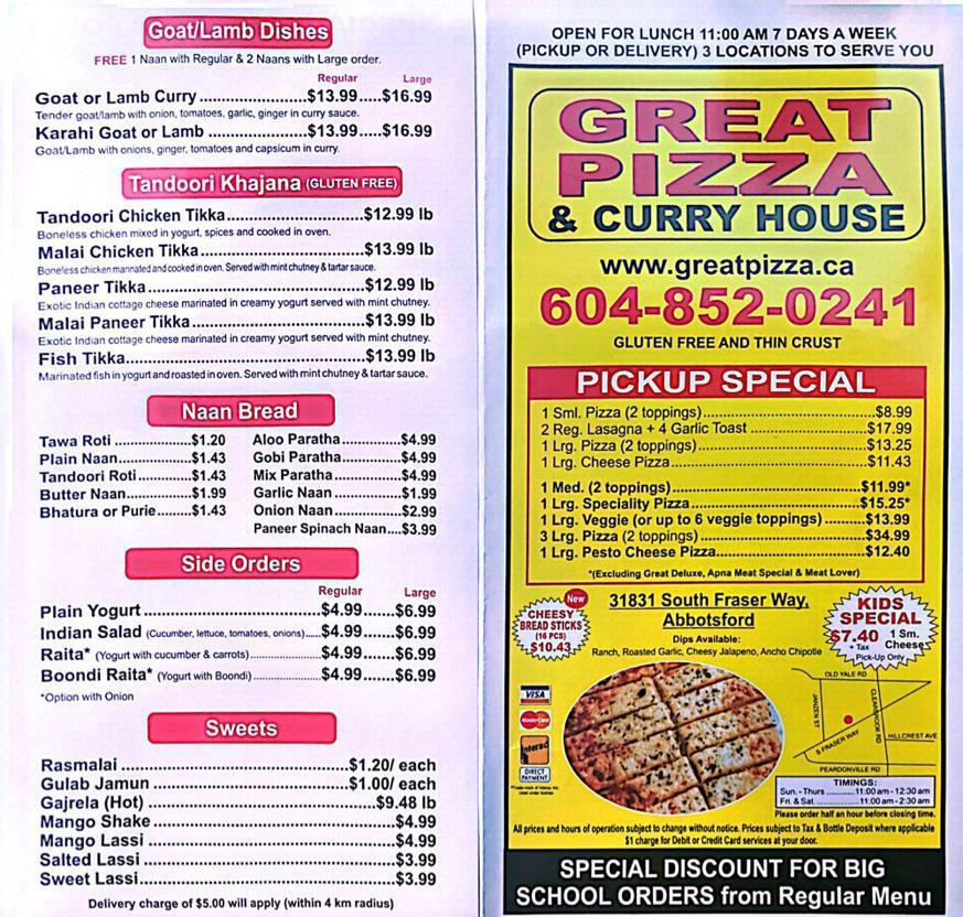Menu Great Pizza And Indian Cuisine-4