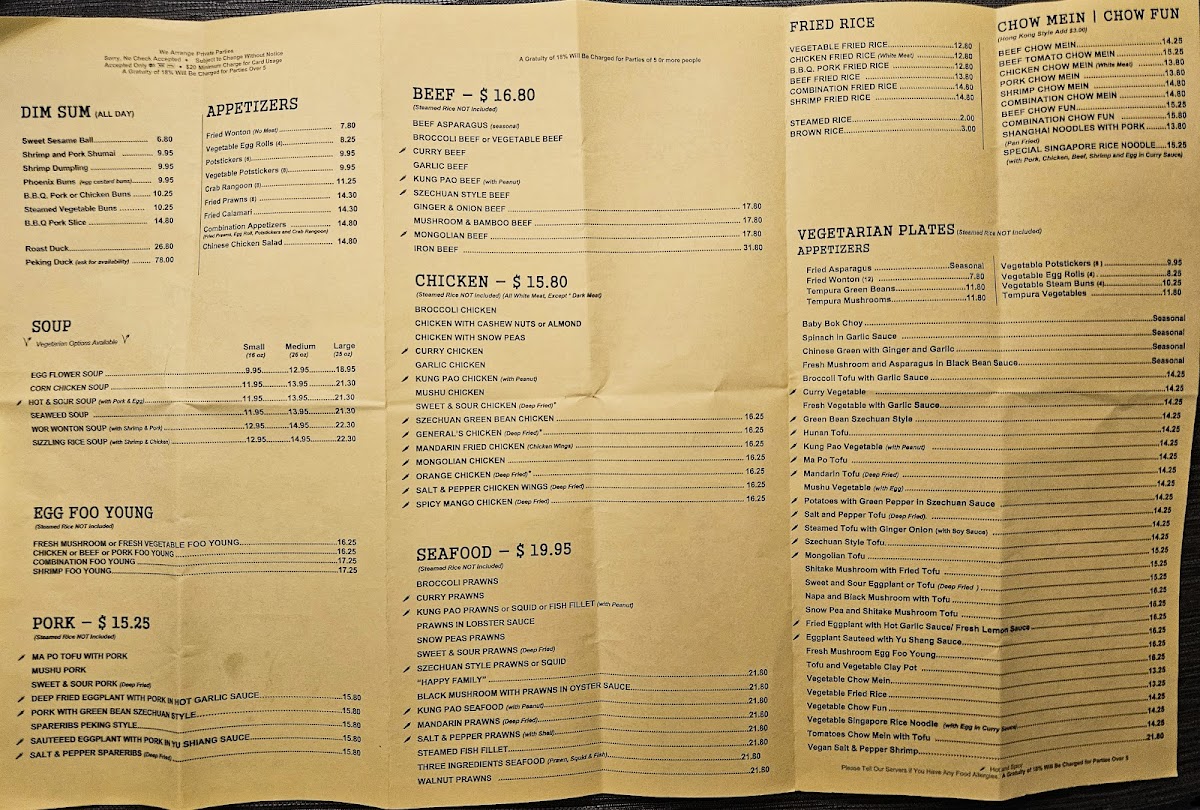 Menu Great Wall Szechuan And Mandarin Cuisine-1