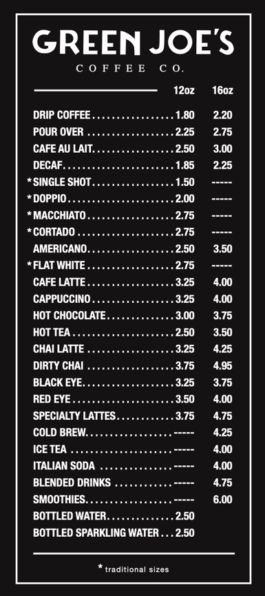 Menu Green Joe's Coffee Company-4
