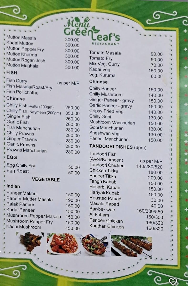 Menu Green Leaf's Restaurant-1
