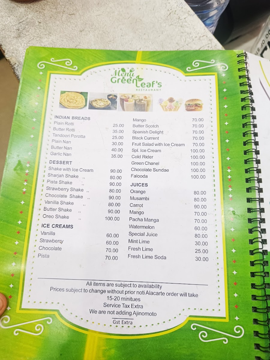 Menu Green Leaf's Restaurant-2