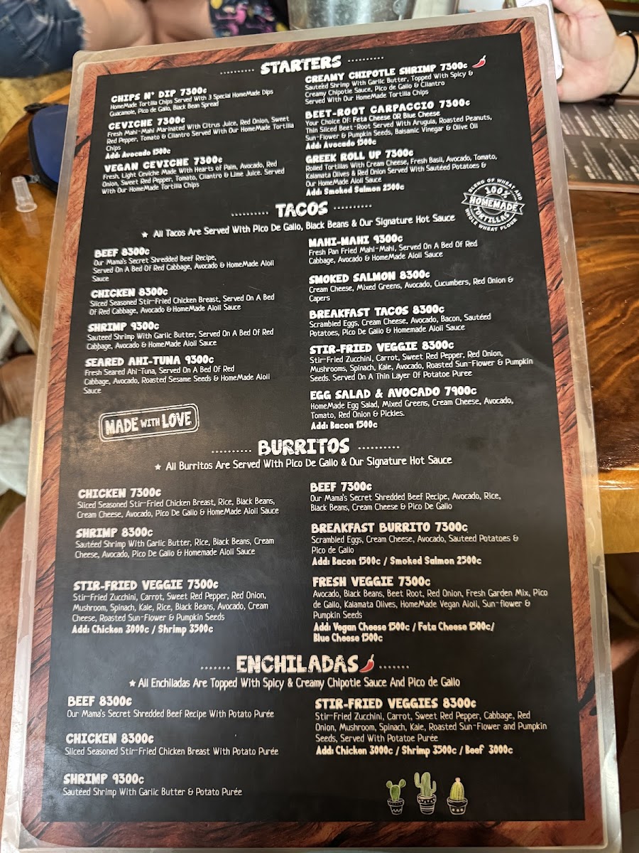 Menu Green Papaya Taco Bar-1