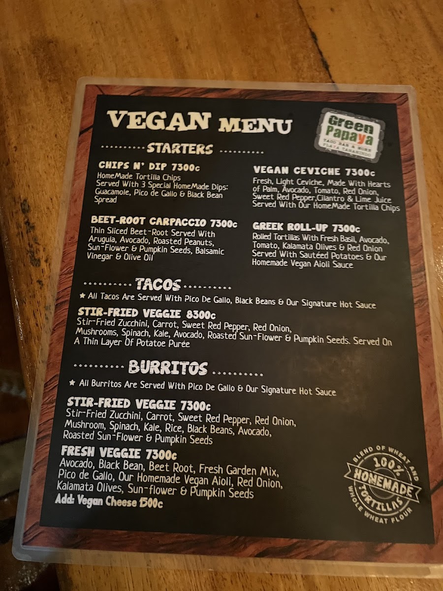 Menu Green Papaya Taco Bar-4
