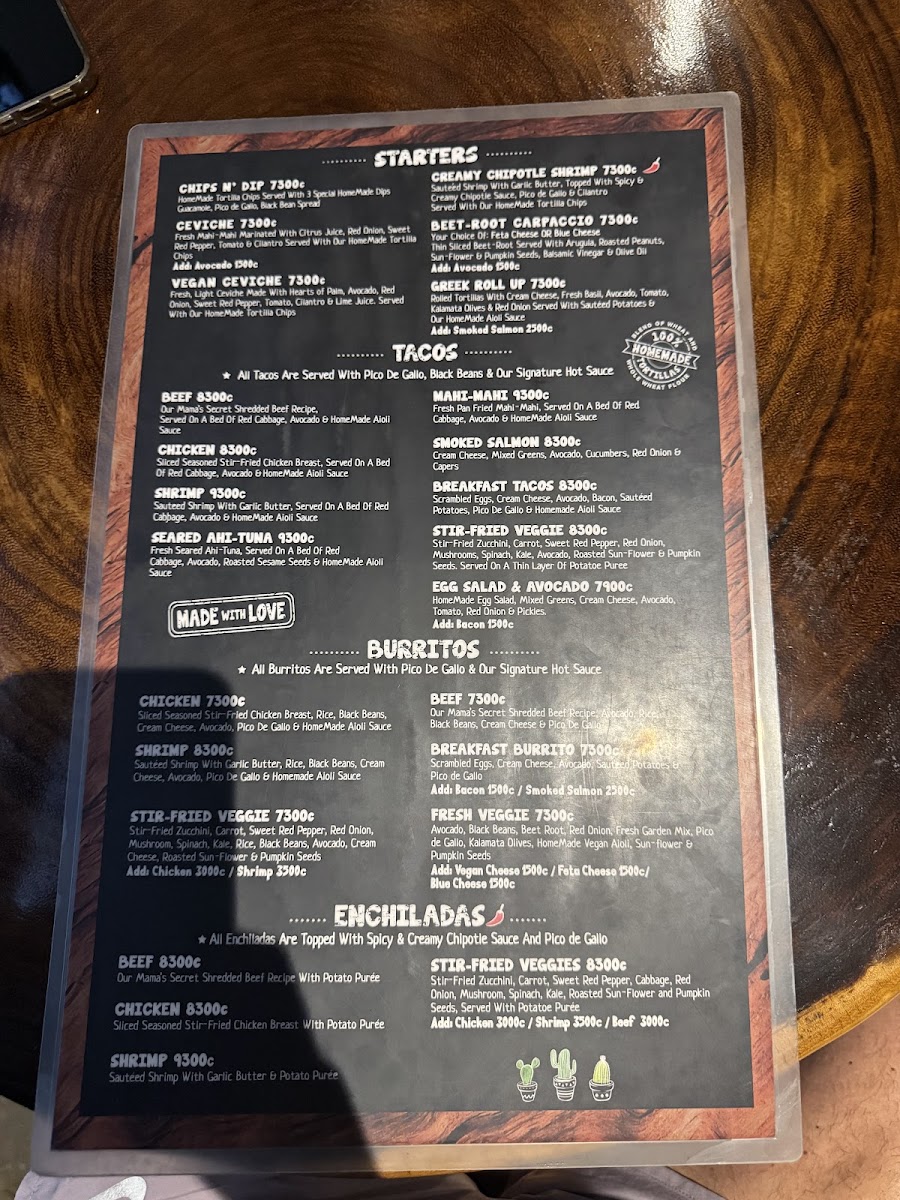 Menu Green Papaya Taco Bar-6