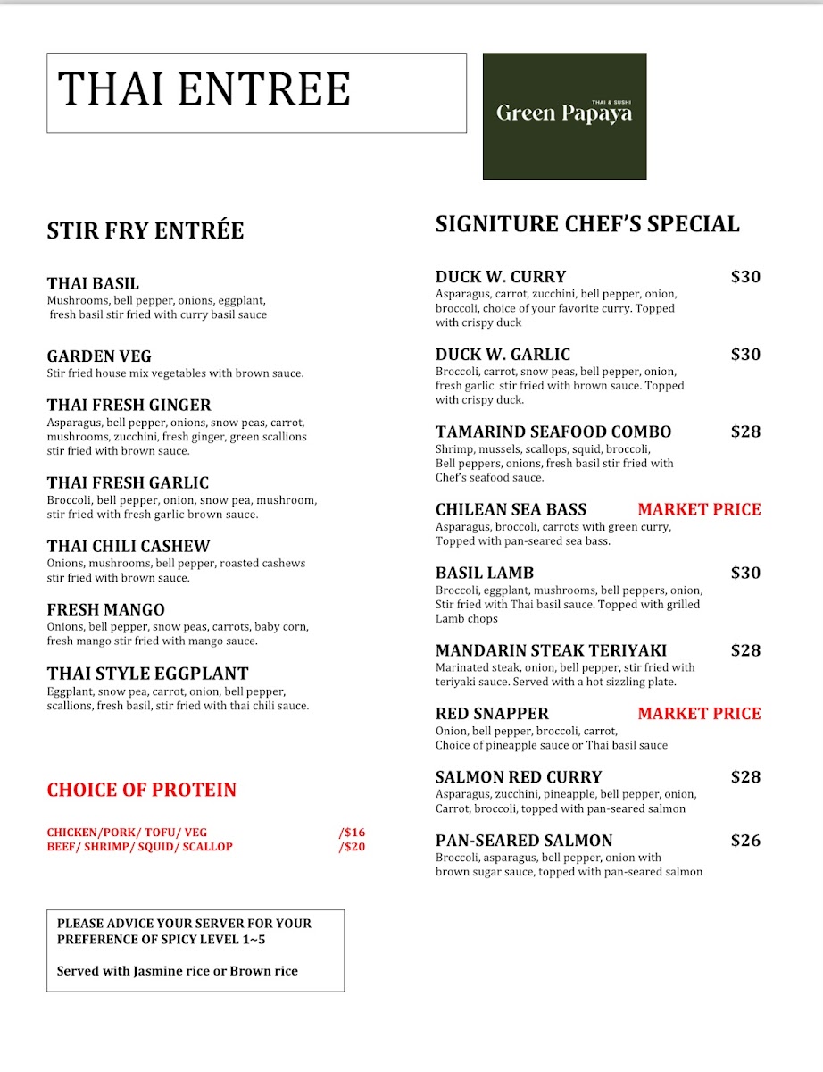 Menu Green Papaya Thai & Sushi (210 Location)-3