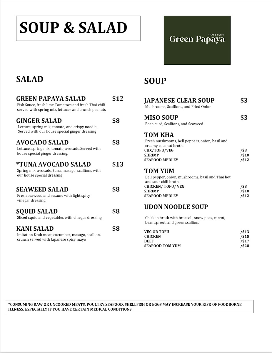 Menu Green Papaya Thai & Sushi (210 Location)-5