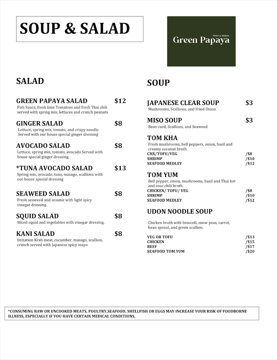 Menu Green Papaya Thai & Sushi (210 Location)-8