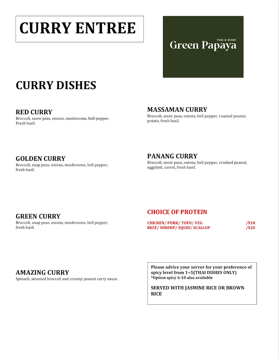 Menu Green Papaya Thai & Sushi (210 Location)-9