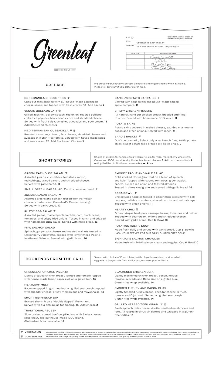 Menu Greenleaf Restaurant-3