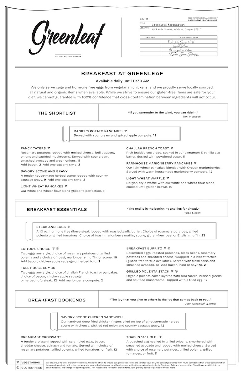 Menu Greenleaf Restaurant-4