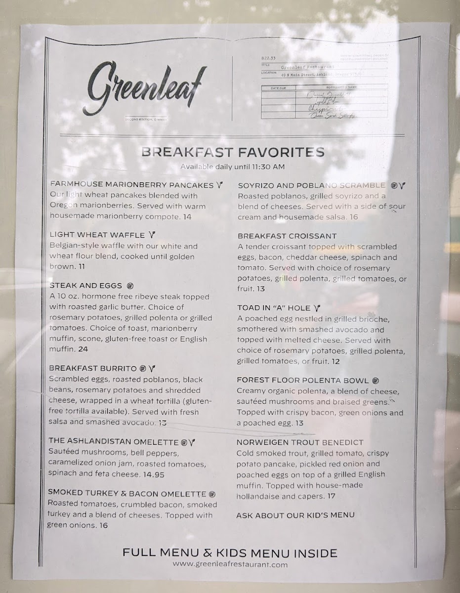 Menu Greenleaf Restaurant-5