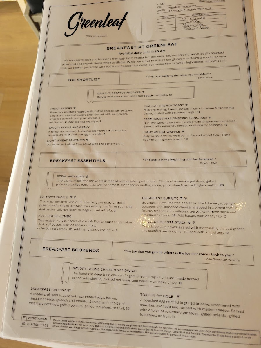 Menu Greenleaf Restaurant-6