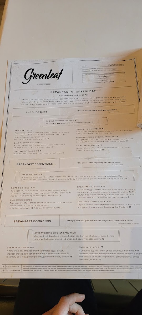 Menu Greenleaf Restaurant-7
