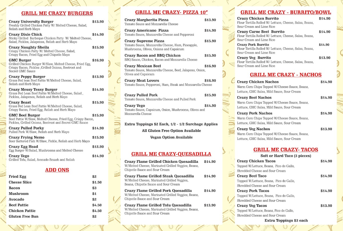 Menu Grill Me Crazy - Gmc-4