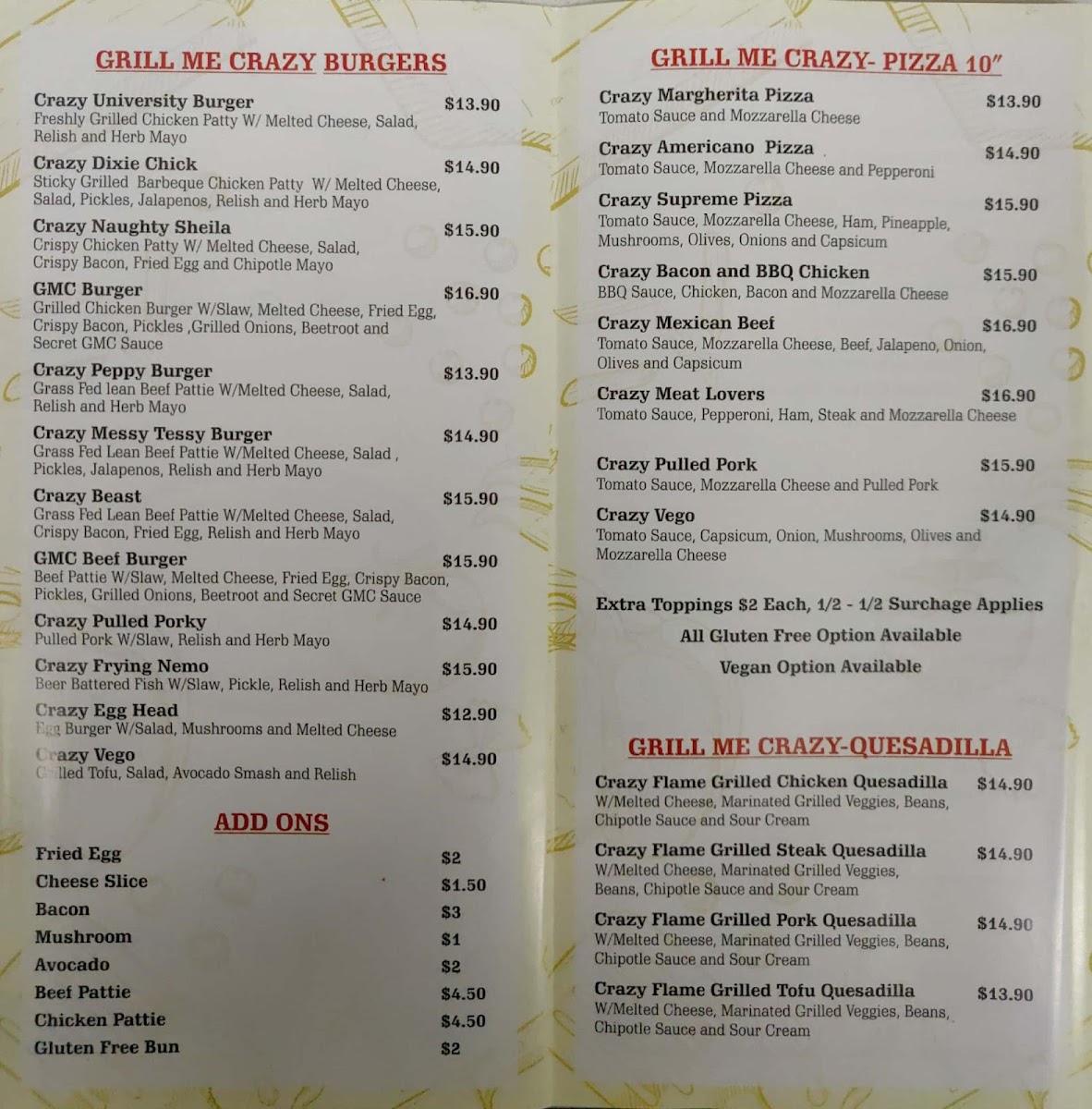 Menu Grill Me Crazy - Gmc-7