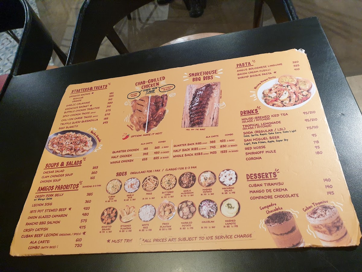 Menu Gringo Chicken, Ribs & Friends - Sm Megamall Atrium-10
