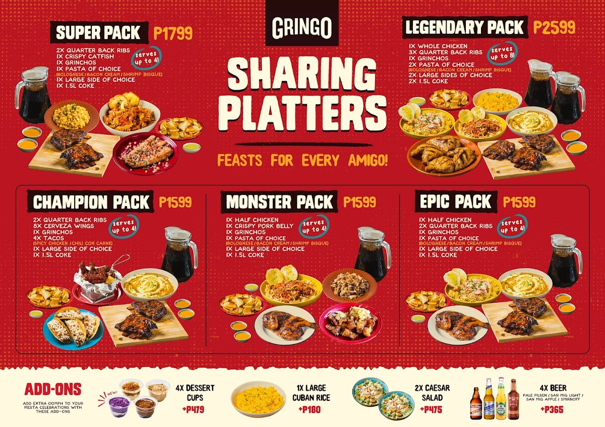 Menu Gringo Chicken, Ribs & Friends - Sm Megamall Atrium-2