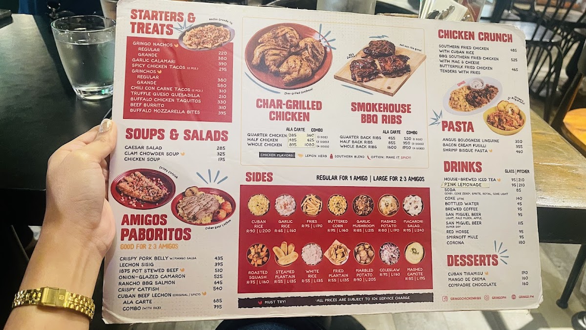 Menu Gringo Chicken, Ribs & Friends - Sm Megamall Atrium-3