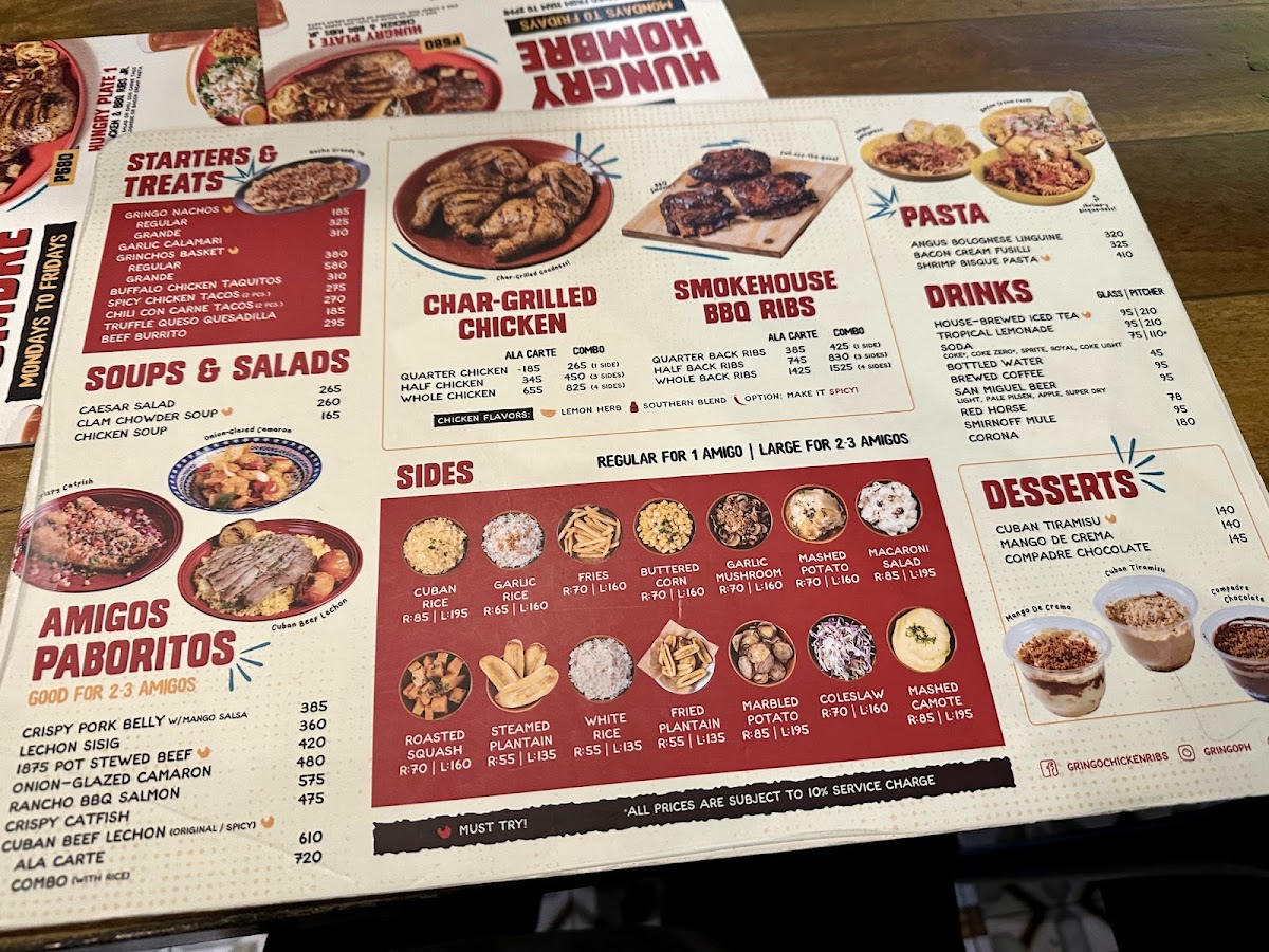 Menu Gringo Chicken, Ribs & Friends - Sm Megamall Atrium-9