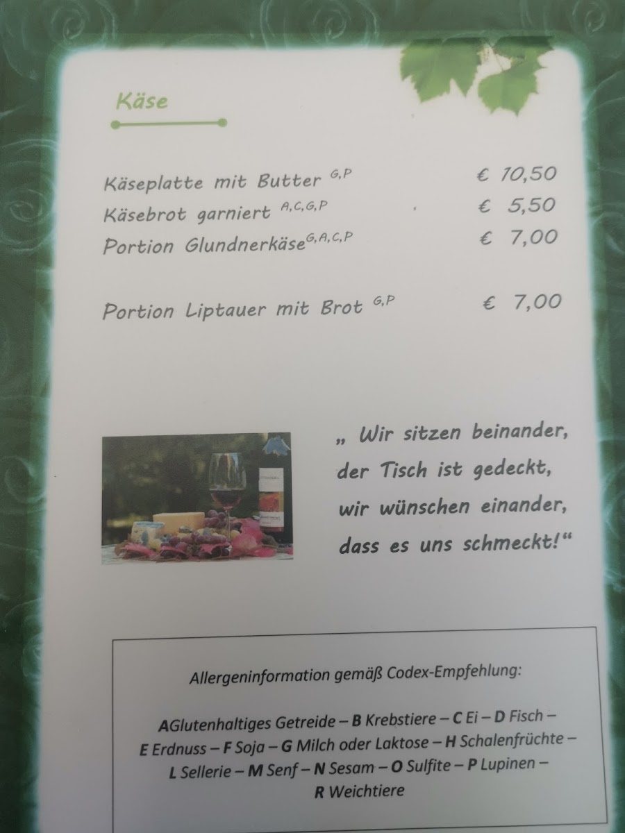 Menu Grinzing Heuriger Am Steinberg Fam Kummer-7