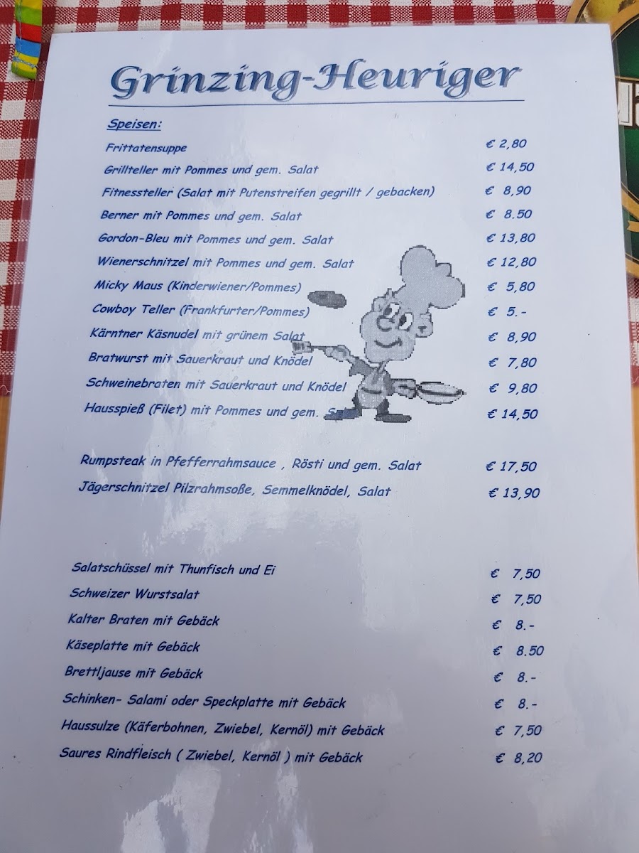 Menu Grinzing Heuriger Am Steinberg Fam Kummer-8