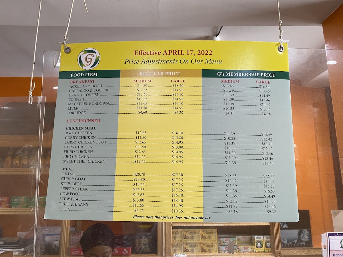 Menu G's Eatery & Bakery-1