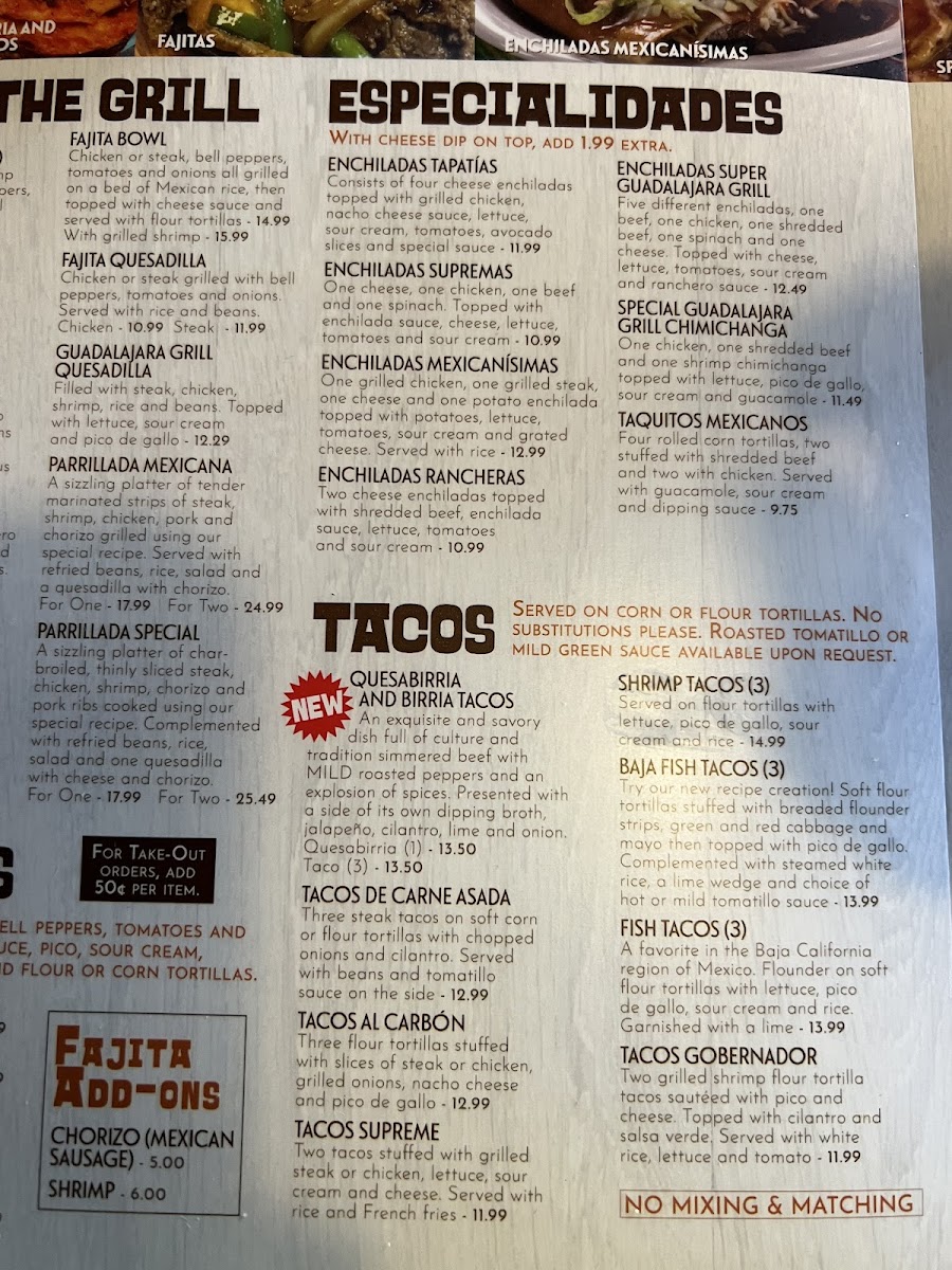 Menu Guadalajara Grill-1
