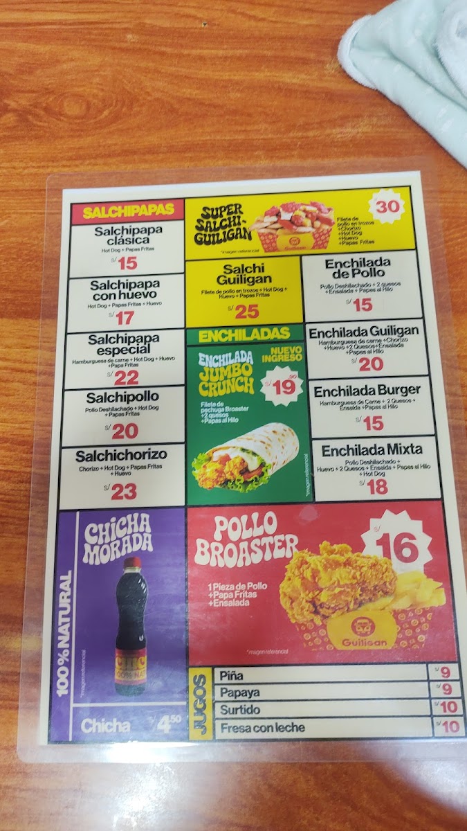 Menu Guilligan Burger.-1