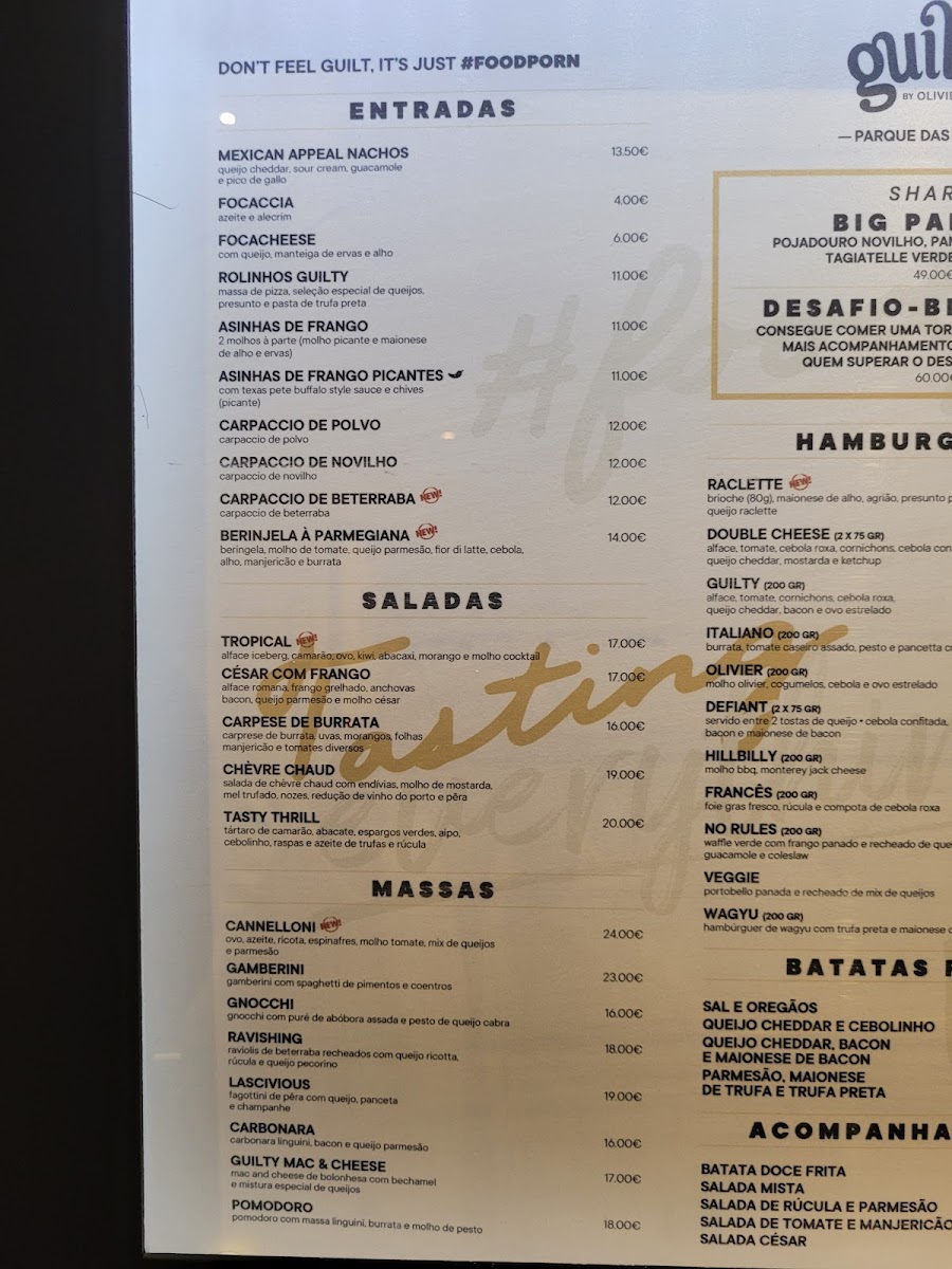 Menu Guilty By Olivier, Parque Das Nações-10