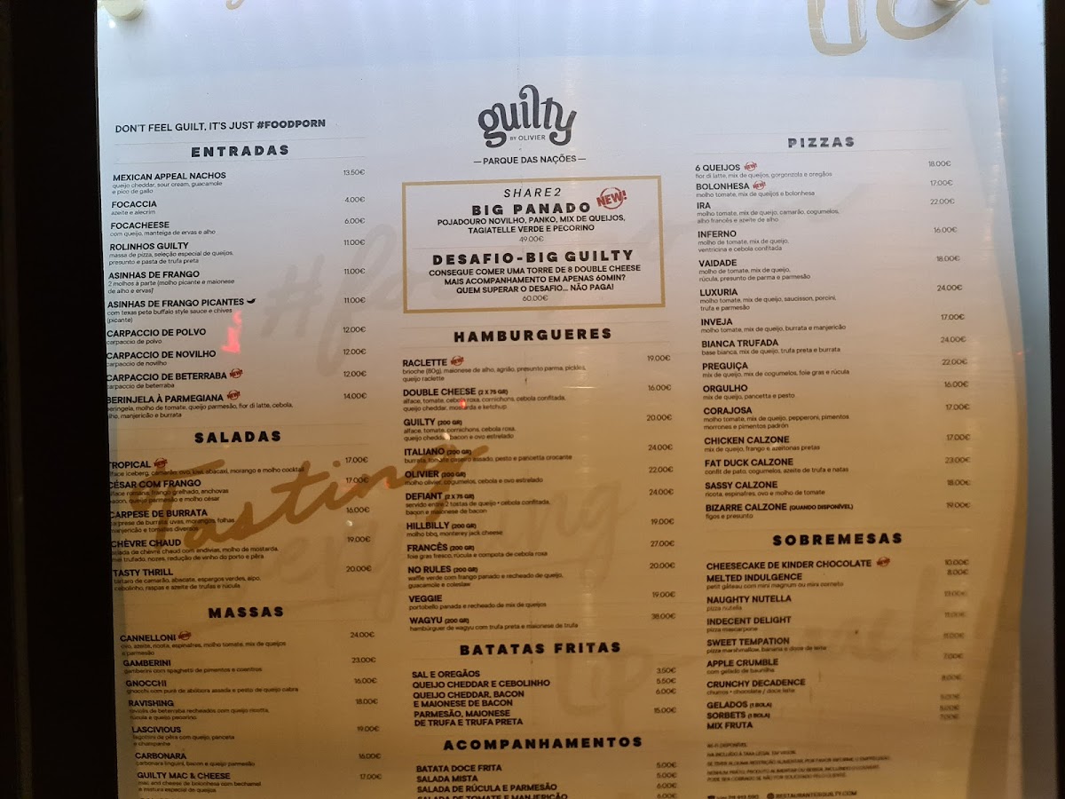 Menu Guilty By Olivier, Parque Das Nações-4