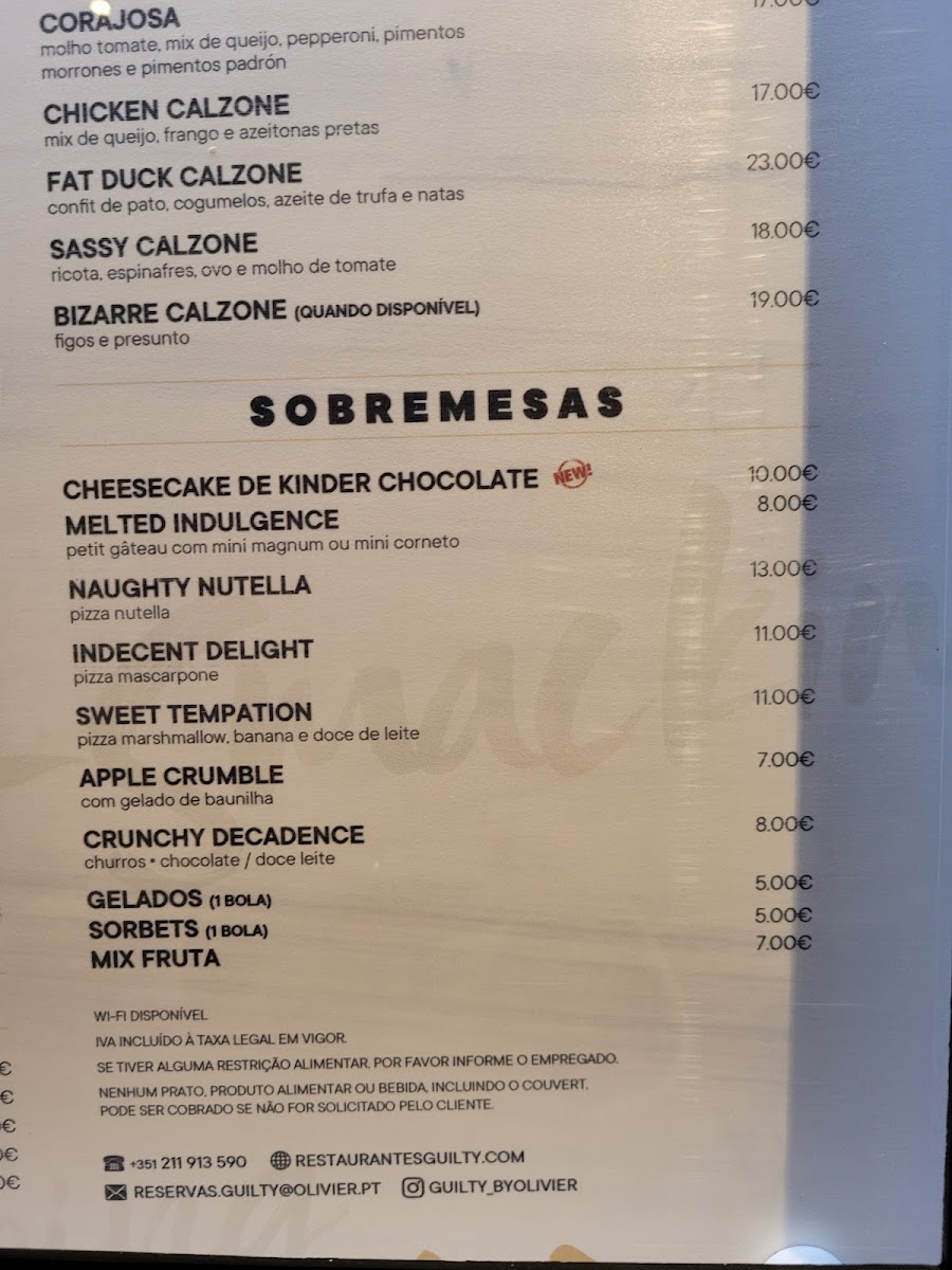 Menu Guilty By Olivier, Parque Das Nações-9