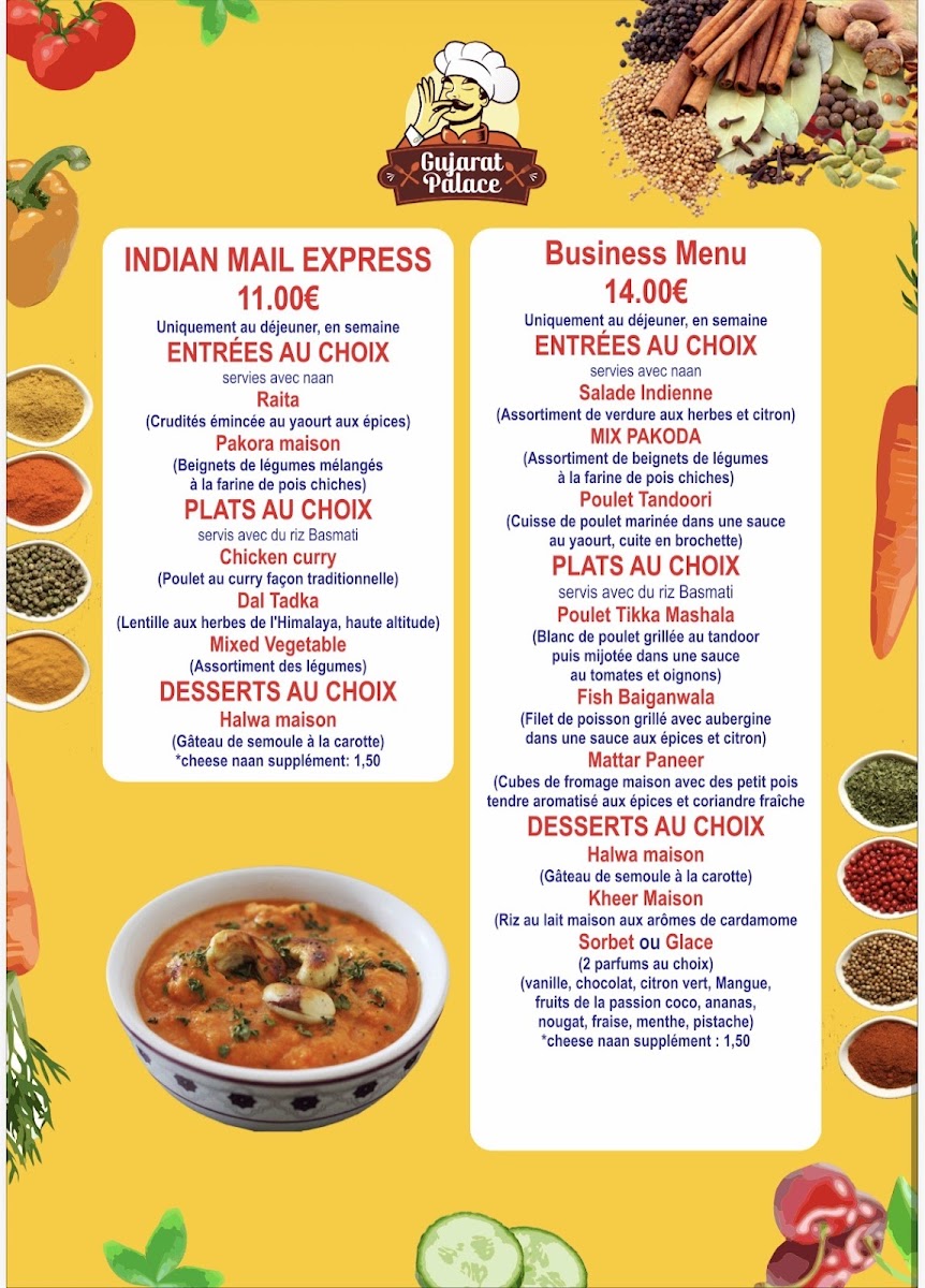 Menu Gujarat Palace Restaurant Indien-1