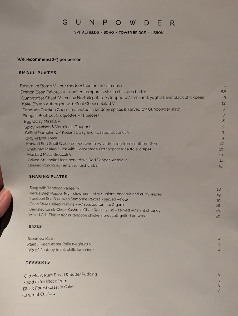 Menu Gunpowder Soho-7