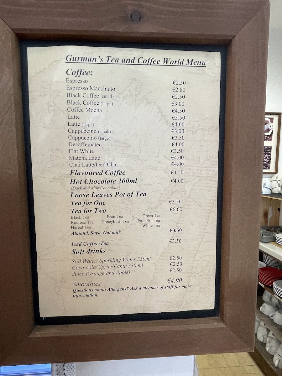 Menu Gurmans Tea And Coffee World-1