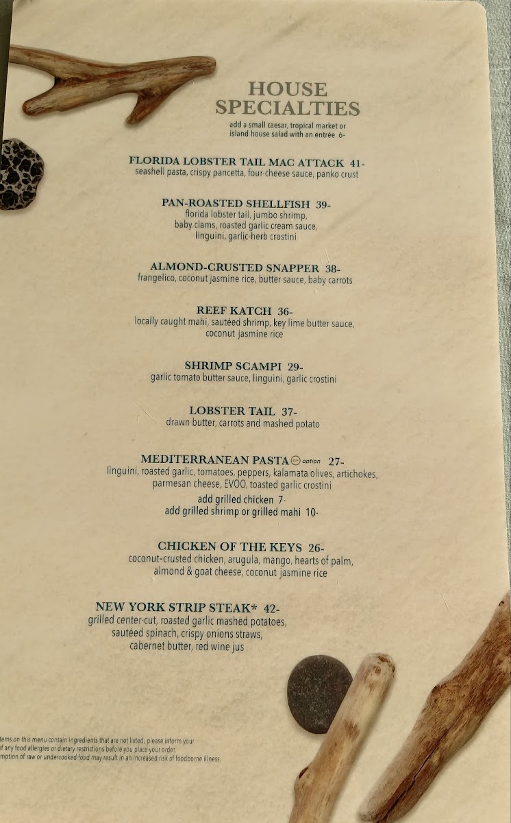 Menu Gus' Grille - Reefhouse Resort & Marina-8