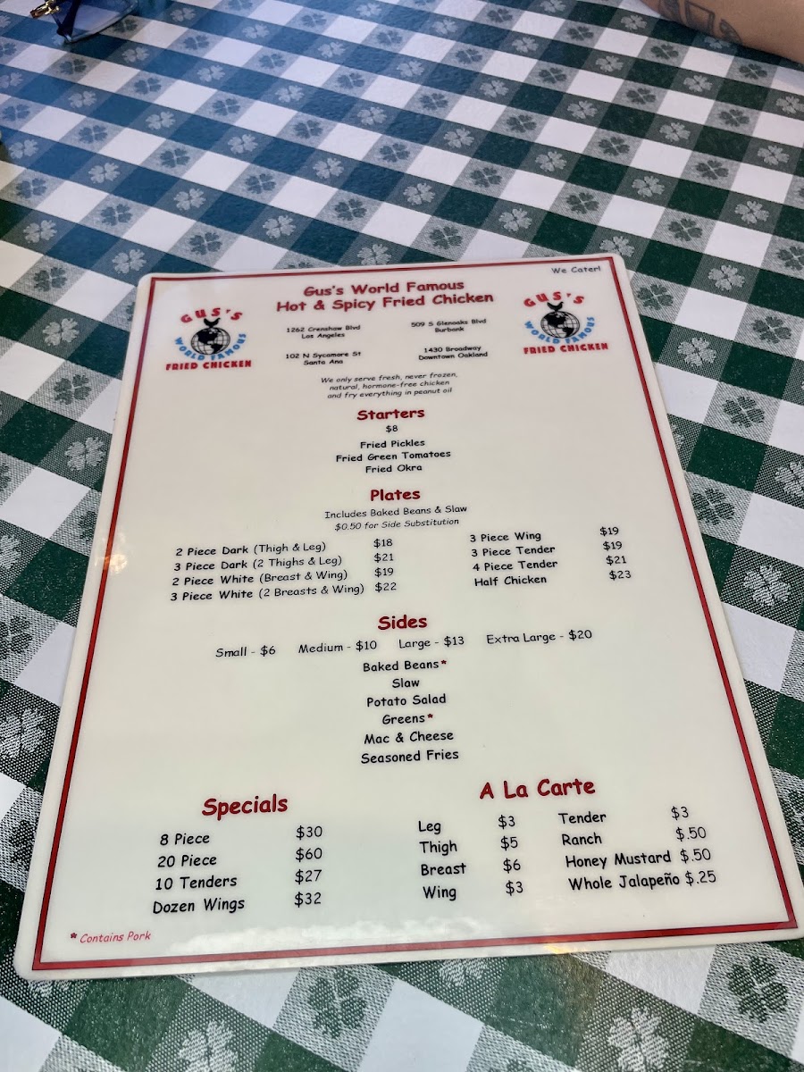 Menu Gus's World Famous Fried Chicken-1