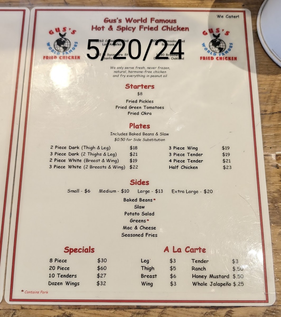 Menu Gus's World Famous Fried Chicken-10