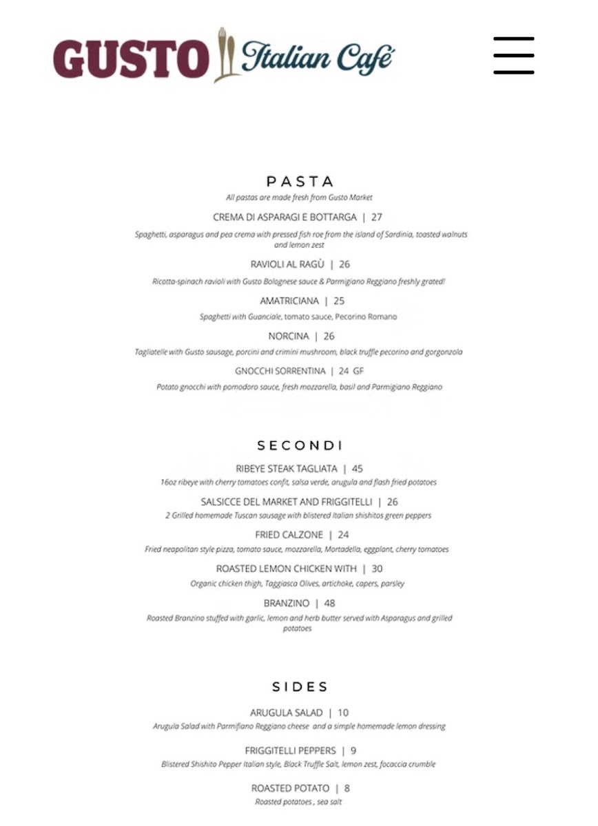 Menu Gusto Italian Café-7