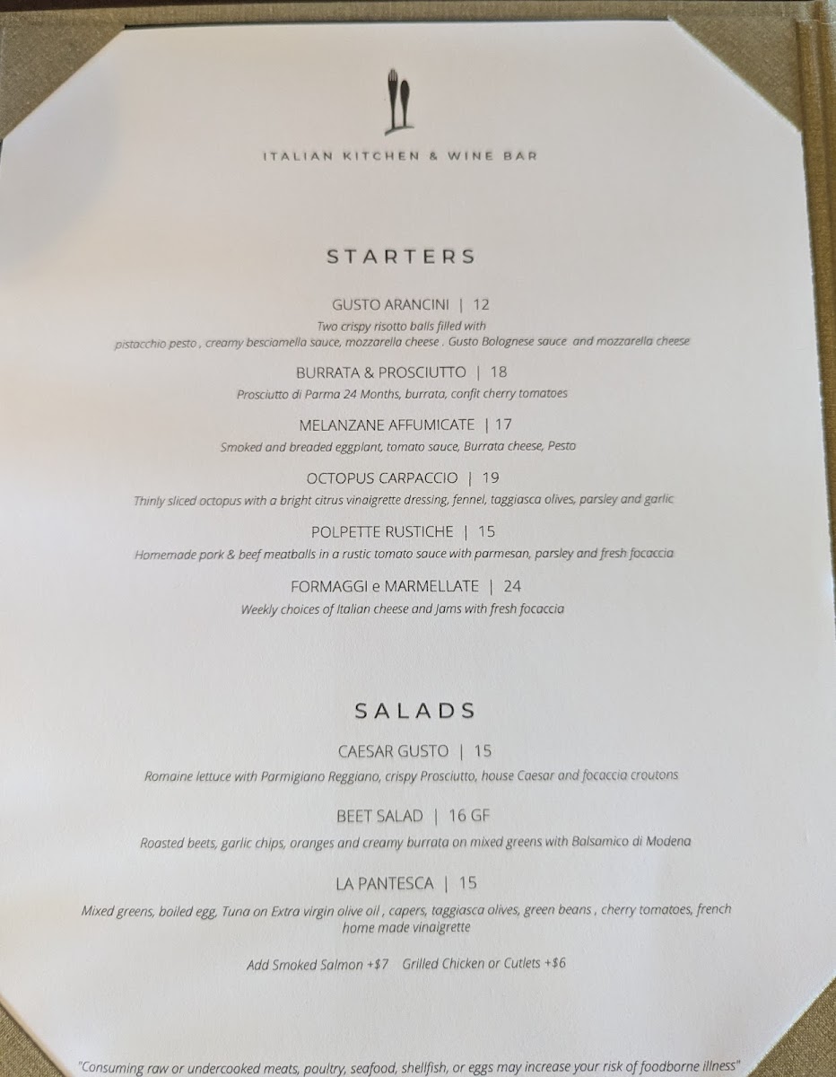 Menu Gusto Italian Café-8