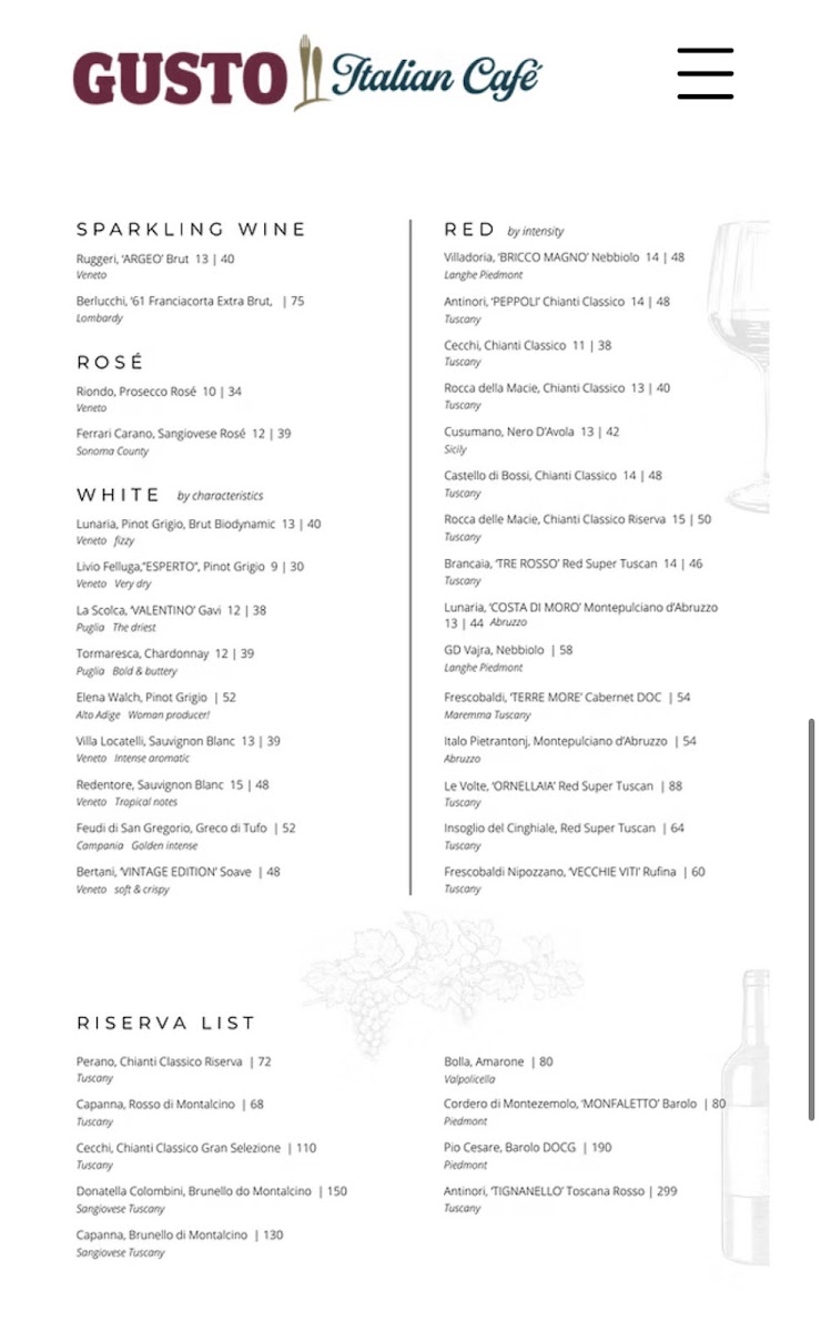 Menu Gusto Italian Café-9