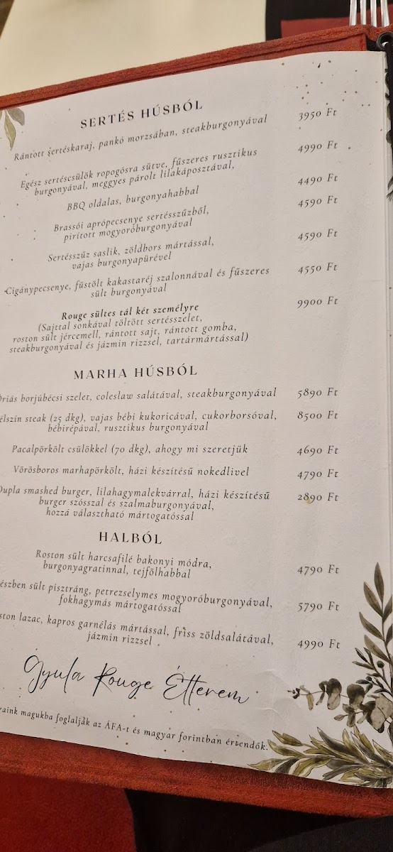 Menu Gyula Rouge Étterem-9
