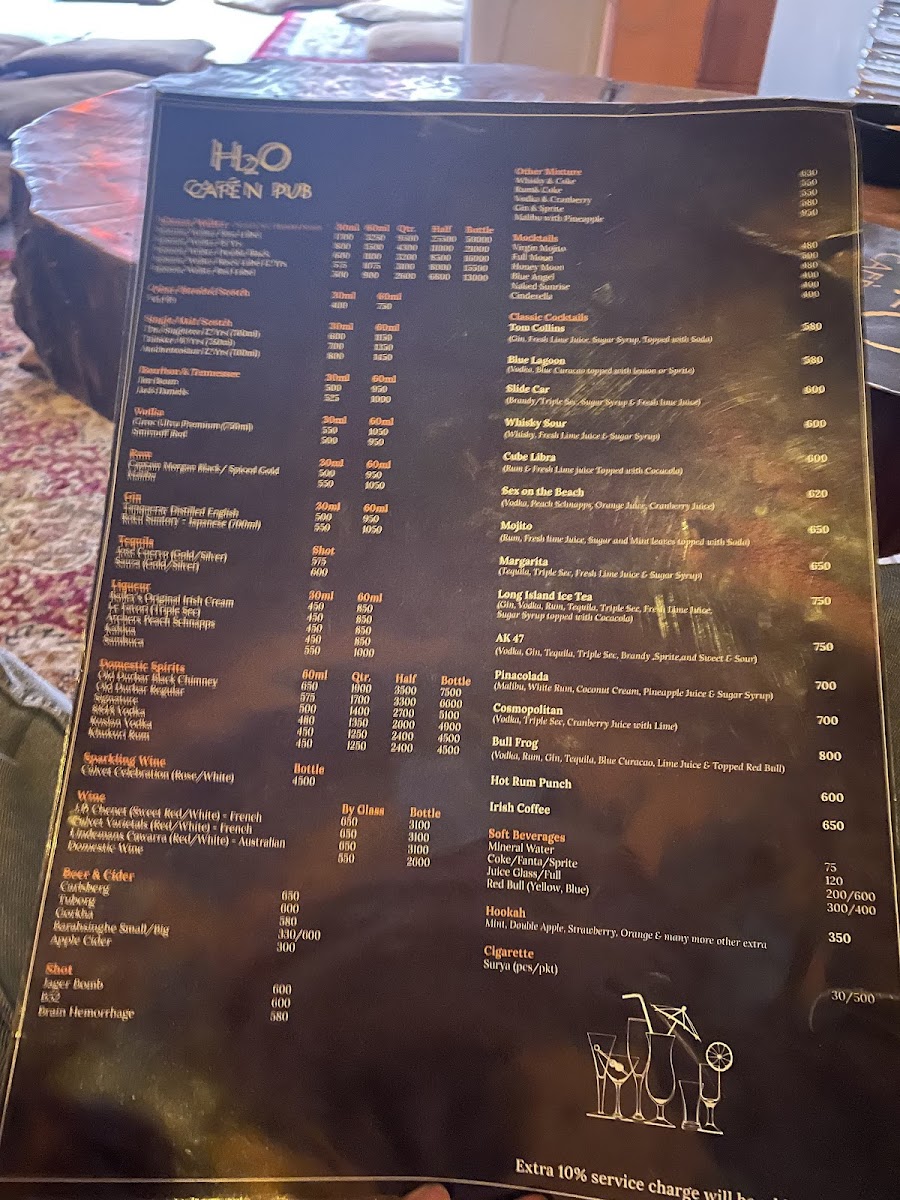 Menu H2O Cafe And Pub Thamel-4