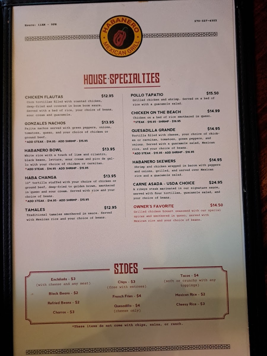 Menu Habanero Mexican Grill-1