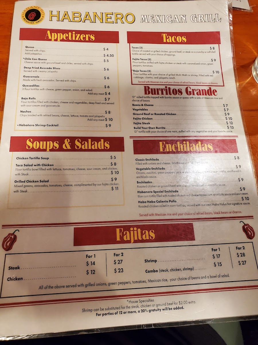Menu Habanero Mexican Grill-9