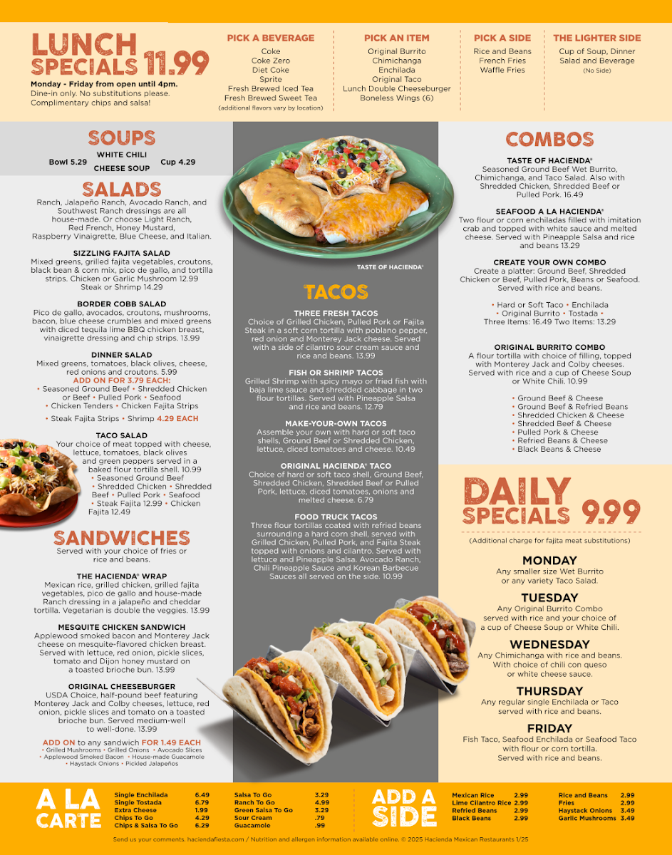 Menu Hacienda Mexican Restaurants-1