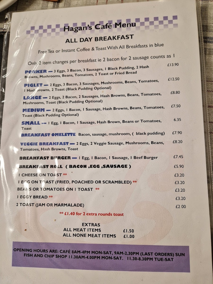Menu Hagans Cafe & Chip Shop-2