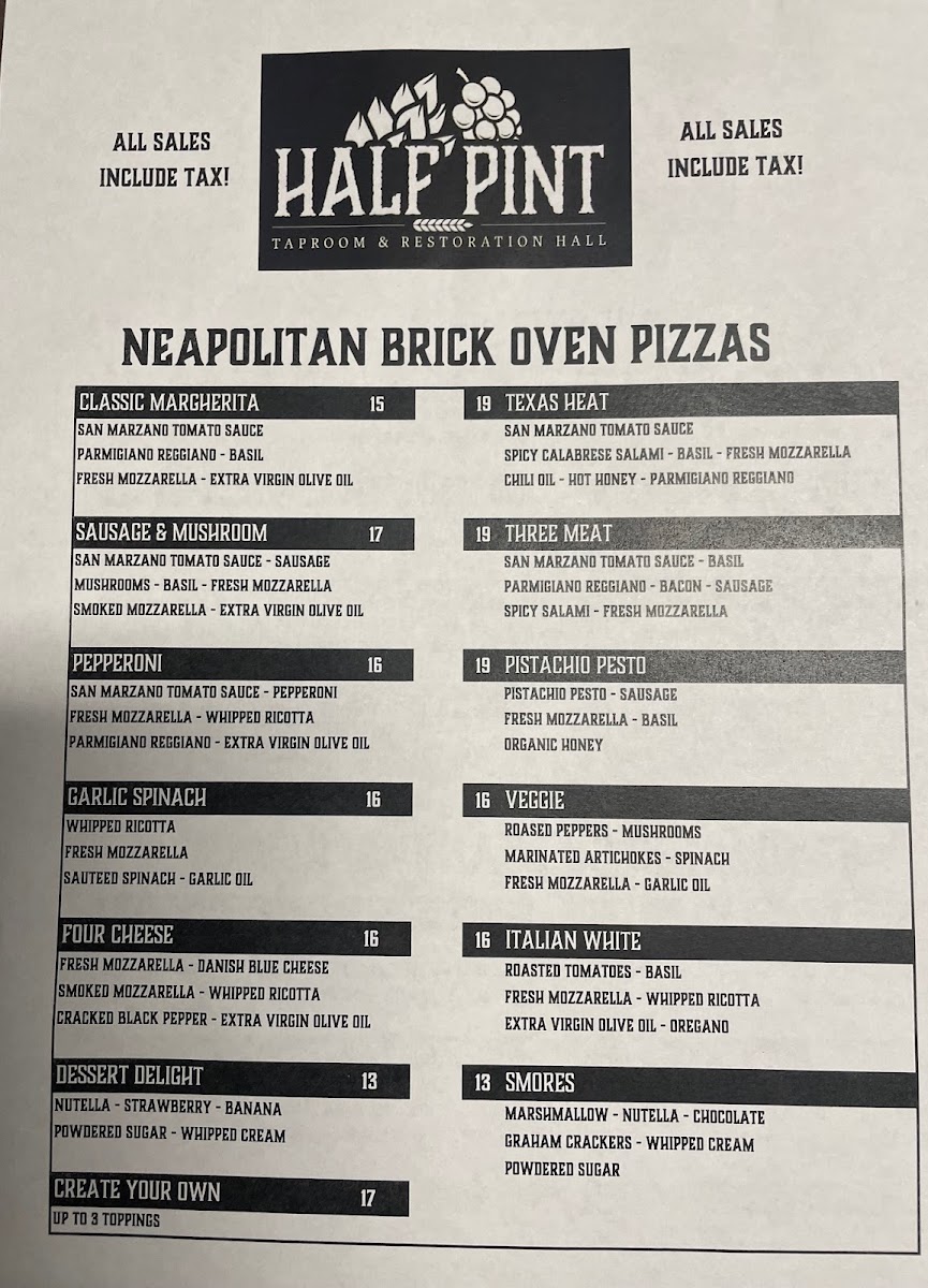 Menu Half Pint Taproom & Restoration Hall-2