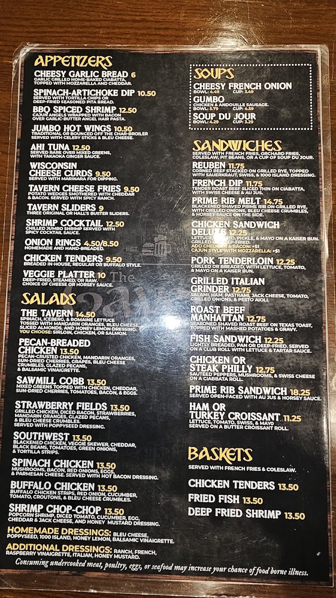 Menu Hall's Tavern At Coventry-1