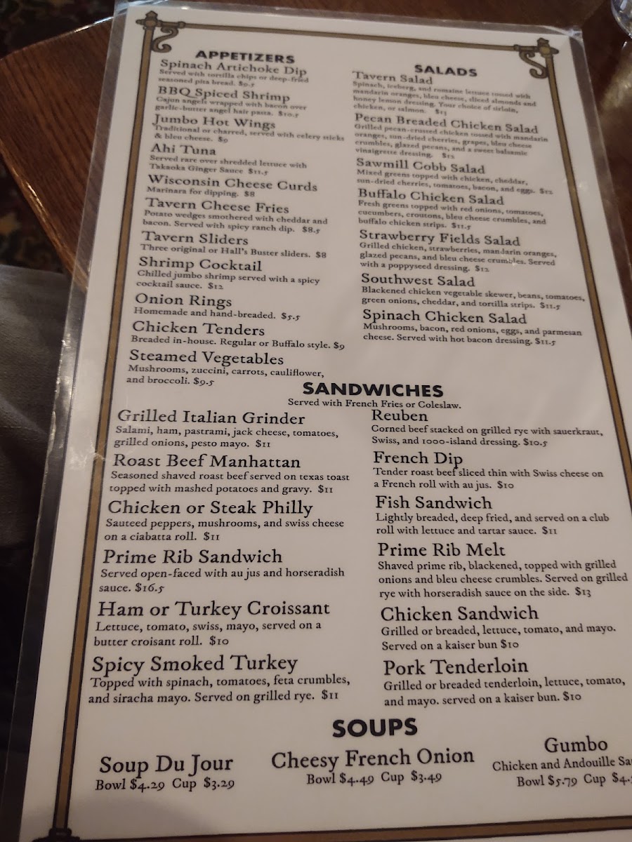Menu Hall's Tavern At Coventry-10
